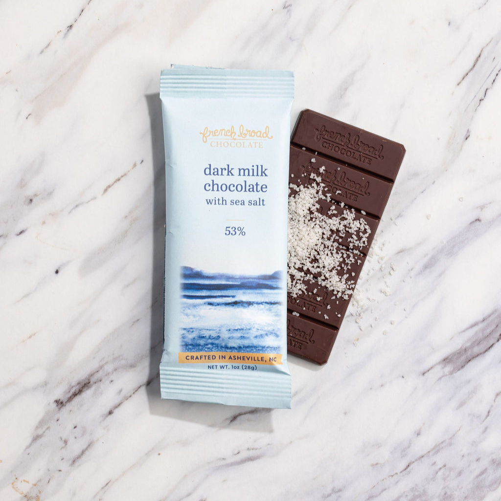Dark Milk with Sea Salt Chocolate 53% - Case Pack of 10 Bars (28g)
